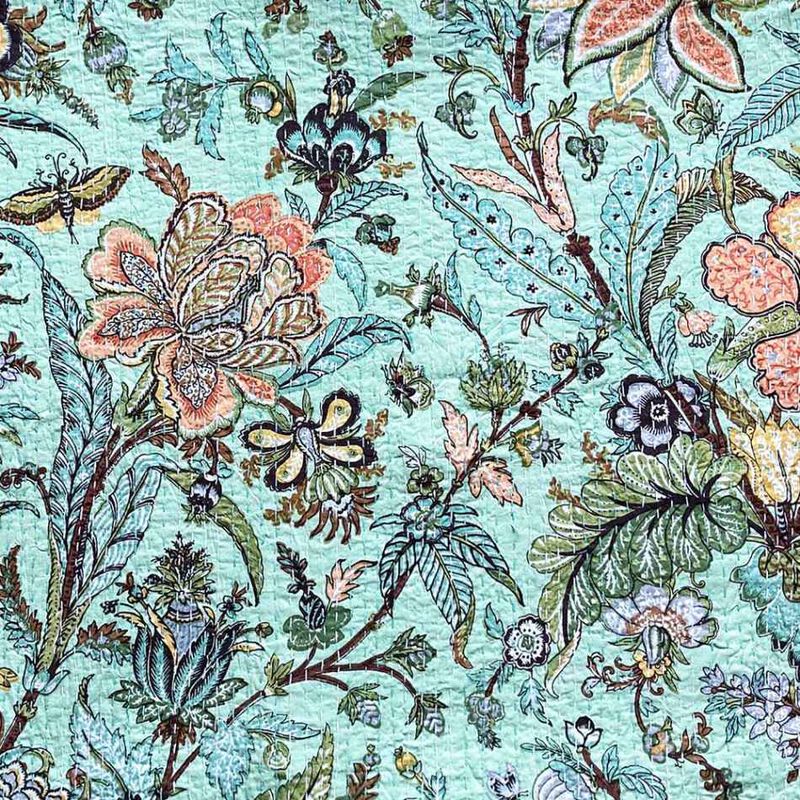 Powell Craft Kantha Throw Mint Exotic Flower 150x230cm image number 0